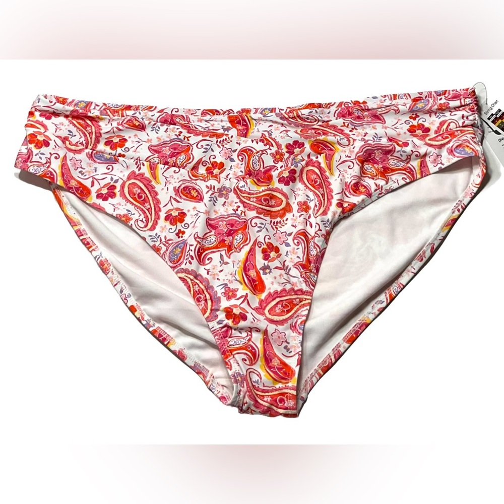 New Time and Tru mid rise V bikini swim bottom size 3X Paint Me Paisley print
